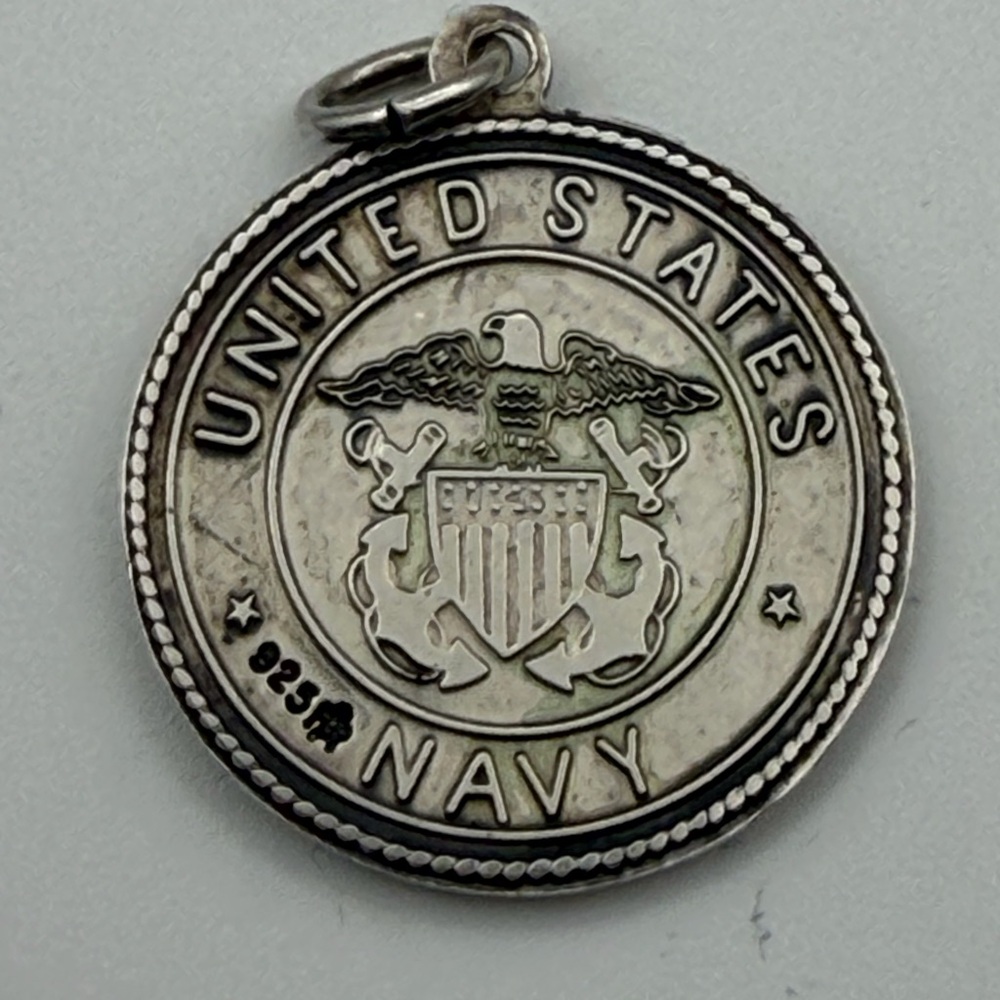 United States Navy / Saint Michael ,  Sterling Silver Pendant - Silver 925 .